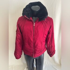 Nils Skiwear Women 10 Red Faux Fur Collar ThermoLite Plus Insulation Ski Jacket